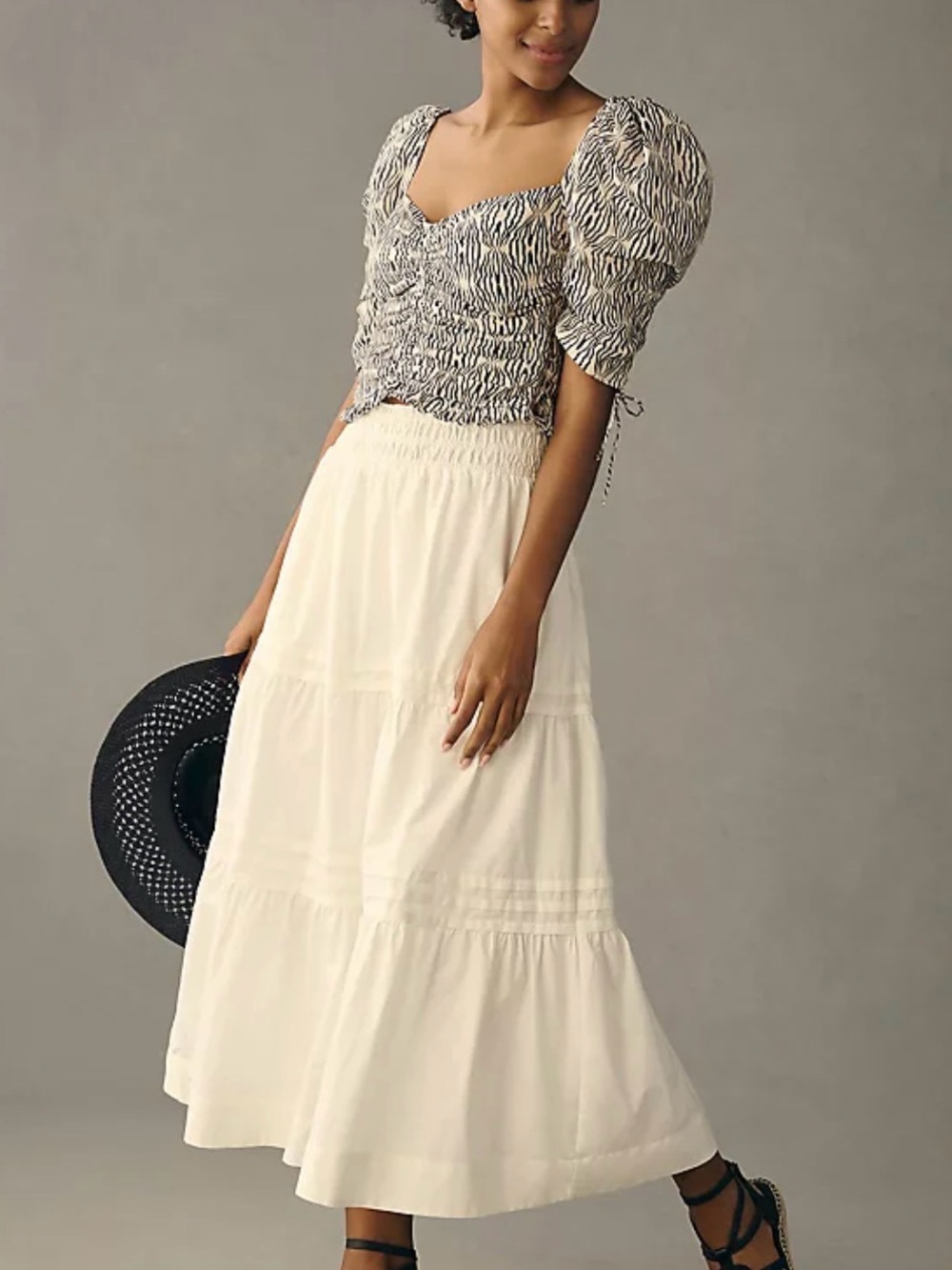 Anthropologie Somerset Maxi Skirt in White, Small Petite